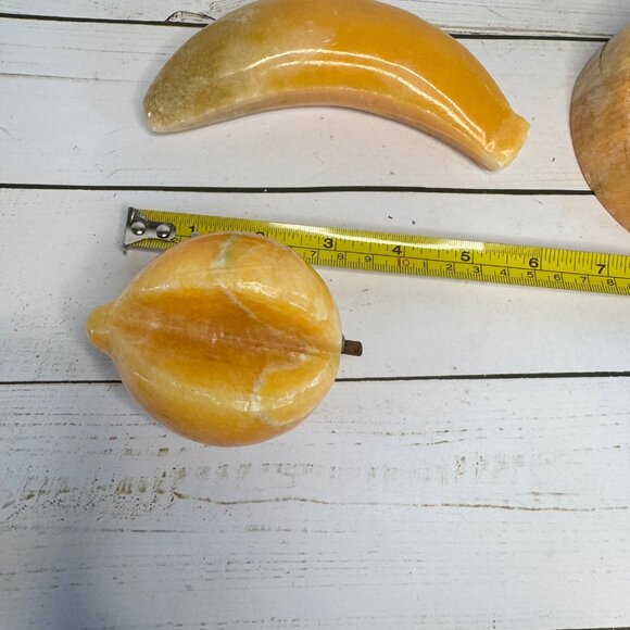 Vintage Stone Fruit Italian Alabaster Decor Lot of 3 Banana Watermelon & Peach - Picture 6 of 6
